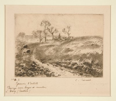 Paysage avec berger et moutons à Osny - Camille Pissarro
