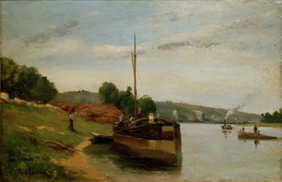 Péniches sur la Seine - Camille Jacob Pissarro