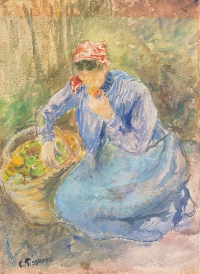 Paysanne assise avec un panier de pommes - Camille Pissarro