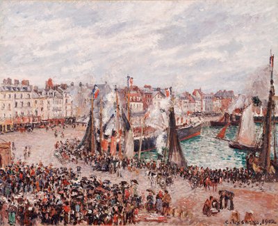 Le Marché aux Poissons, Dieppe : Temps Gris, Matin - Camille Pissarro