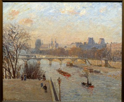 Le Louvre et le Pont des Arts à Paris Peinture de Camille Pissarro (1830-1903) XIXe siècle Reims, Musée des Beaux-Arts - Camille Jacob Pissarro