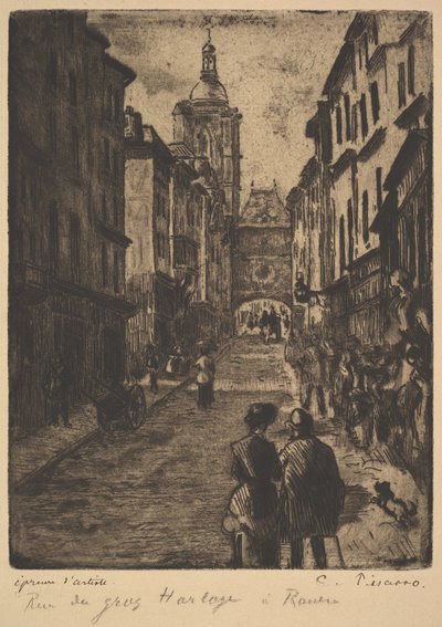 La Rue de la Grande Horloge, Rouen, 1885 - Camille Jacob Pissarro