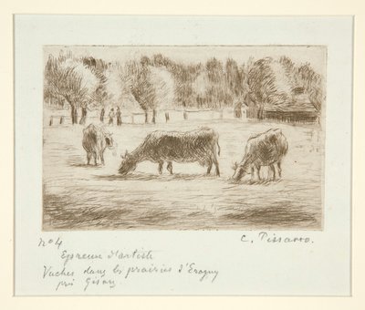 Vaches dans les prairies - Camille Pissarro