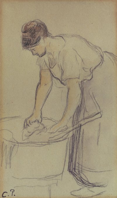 Femme lavant le linge - Camille Pissarro