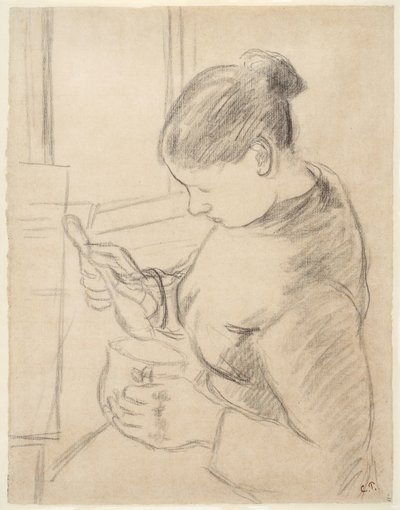 Jeune paysanne prenant son café - Camille Pissarro