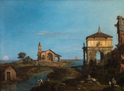 Une île dans la lagune avec une porte et une église - Canaletto (Giovanni Antonio Canal)