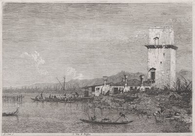 La Torre di Malghera (La Tour de Malghera), de la série Vedute (Vues) - Canaletto (Giovanni Antonio Canal)