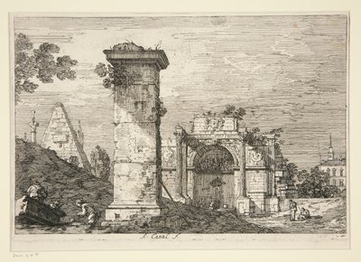 Paysage avec monuments en ruine, de la série Vedute (Vues) - Canaletto (Giovanni Antonio Canal)