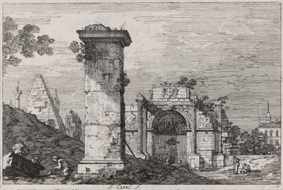 Paysage avec monuments en ruine, de la série Vedute (Vues) - Canaletto (Giovanni Antonio Canal)