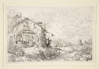 Paysage avec une femme à un puits, de la série Vedute - Canaletto (Giovanni Antonio Canal)