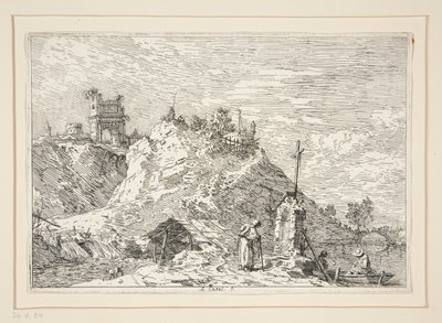 Paysage avec le pèlerin en prière, de la série Vedute (Vues) - Canaletto (Giovanni Antonio Canal)