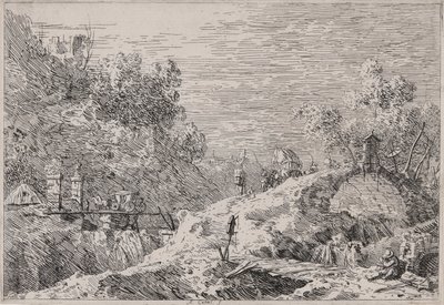 Paysage de montagne avec cinq ponts, de la série Vedute (Vues) - Canaletto (Giovanni Antonio Canal)