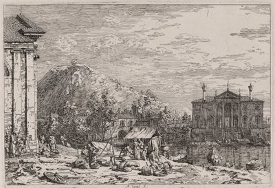 Le marché à Dolo, de la série Vedute - Canaletto (Giovanni Antonio Canal)