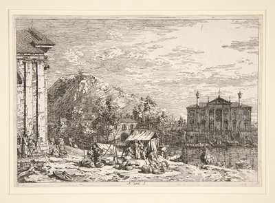 Le marché à Dolo, de la série Vedute (Vues) - Canaletto (Giovanni Antonio Canal)