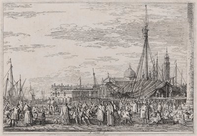 Le marché sur le Molo, de la série Vedute (Vues) - Canaletto (Giovanni Antonio Canal)