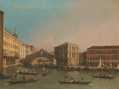 Le Grand Canal avec le pont du Rialto et le Fondaco dei Tedeschi - Canaletto (workshop of)