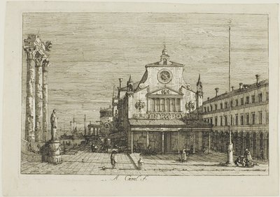 Vue imaginaire de S. Giacomo di Rialto, de Vedute - Canaletto