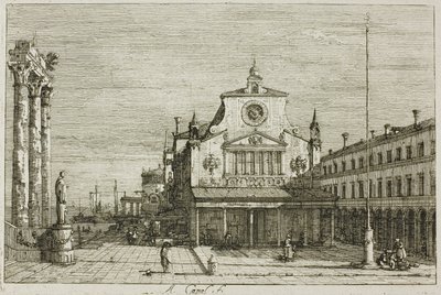 Vue imaginaire de S. Giacomo di Rialto, de Vedute - Canaletto