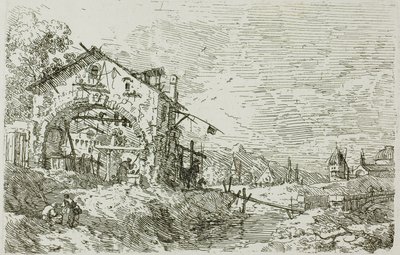 Paysage avec une femme à un puits, de Vedute - Canaletto