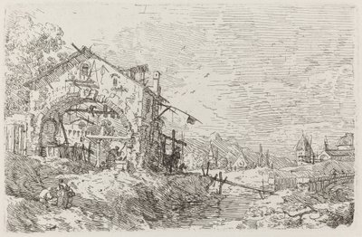 Paysage avec une femme à un puits - Canaletto