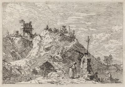 Paysage avec le pèlerin en prière, vers 1735-1746 - Canaletto