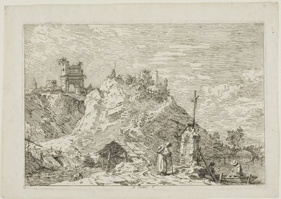 Paysage avec le pèlerin en prière, de Vedute - Canaletto