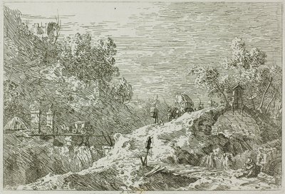 Paysage de montagne avec cinq ponts, de Vedute - Canaletto