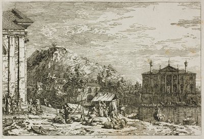 Le marché à Dolo, de Vedute - Canaletto