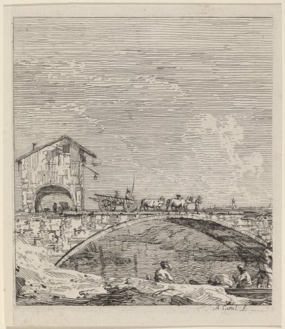 Le chariot passant sur un pont - Canaletto