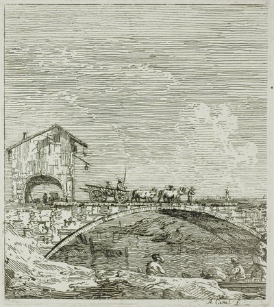 Le chariot passant sur un pont, de Vedute - Canaletto