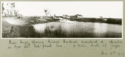 Rivière Auja, montrant Khirbet Hadrah, 3 décembre 1917 - Capt. Arthur Rhodes