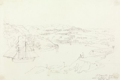Saint Dogmaels depuis Cardigan sur le Teifi, 8 septembre 1847 - Capt. Thomas Hastings