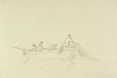 Croquis de pêcheurs dans un bateau - Capt. Thomas Hastings