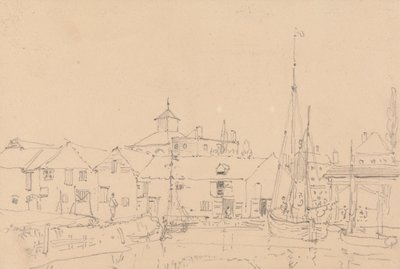 Croquis de bateaux à voile amarrés à côté d