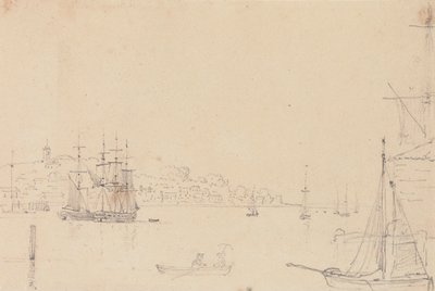 Esquisse de navires près de West Cowes, île de Wight - Capt. Thomas Hastings