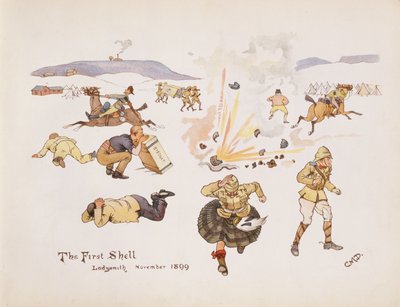 Le premier obus, Ladysmith, 1899, de The Leaguer of Ladysmith, 1900 - Captain Clive Dixon