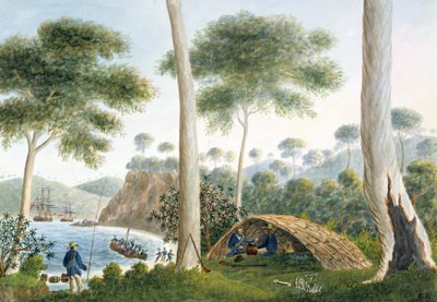 Hutte indigène (ou wigwam) de Adventure Bay, Van Diemen