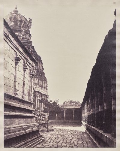 Temple Perumal Vimana depuis le coin de la cour, Madurai - Captain Linnaeus Tripe