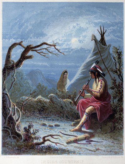 Indien jouant de la flûte - dans The iris: an illuminated souvenir for 1802, dessiné par Capt Eastman, éd. Hart, Philadelphie - Captain Seth (after) Eastman