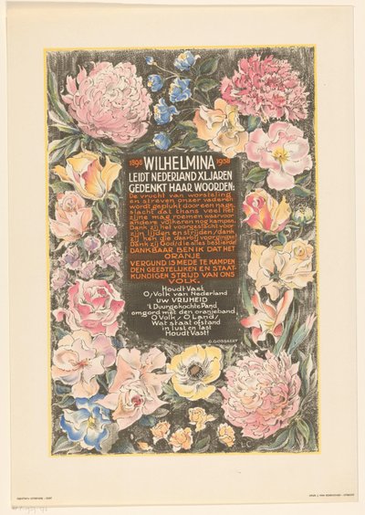 Affiche pour le jubilé de règne de quarante ans de la reine Wilhelmine des Pays-Bas - Carel Adolph Lion Cachet