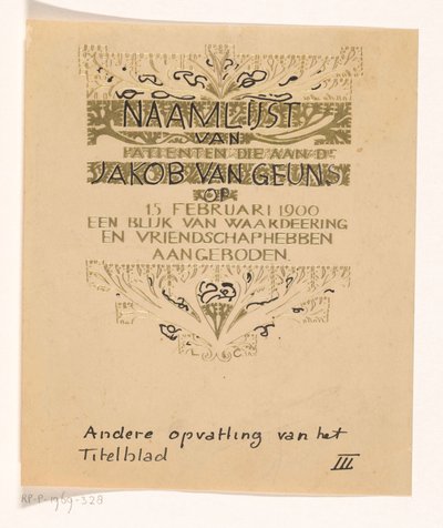 Huldeblijk an Jacob van Geuns - Carel Adolph Lion Cachet