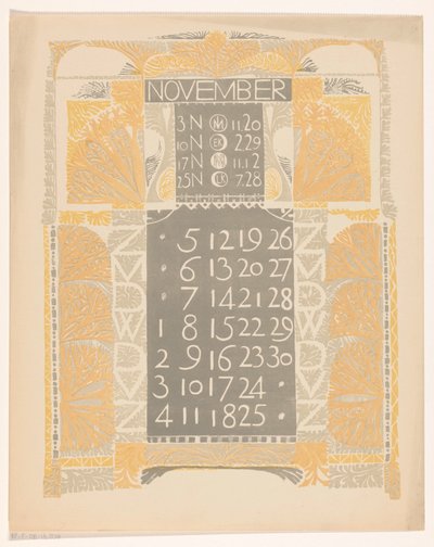 Kalenderblatt November 1899 - Carel Adolph Lion Cachet