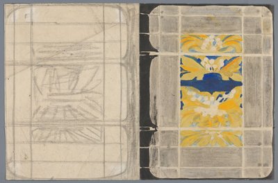 Entwurf für einen Buchumschlag mit Blumenmotiv - Carel Adolph Lion Cachet