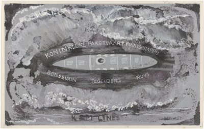 Conception pour le vignette de la Koninklijke Paketvaart Maatschappij - Carel Adolph Lion Cachet
