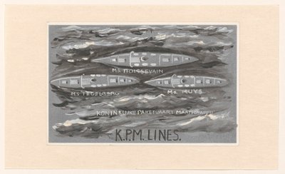 Conception pour le vignette de la Koninklijke Paketvaart Maatschappij, K.P.M. Lines - Carel Adolph Lion Cachet