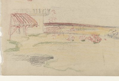 Jardin derrière une maison avec un auvent - Carel Adolph Lion Cachet