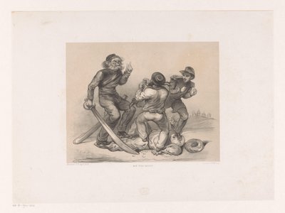 Trois hommes en combat piétinent un Turc - Carel Christiaan Antony Last