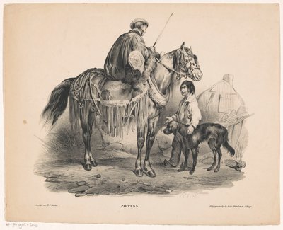 Gentilhomme à cheval et garçon mendiant (Pictura) - Carel Christiaan Antony Last