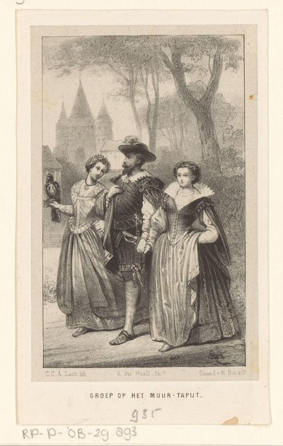 Homme avec deux femmes à son bras - Carel Christiaan Antony Last