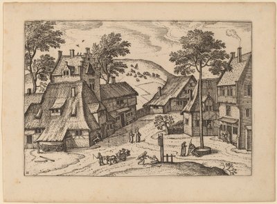 Place du village avec sanctuaire - Carel Collaert